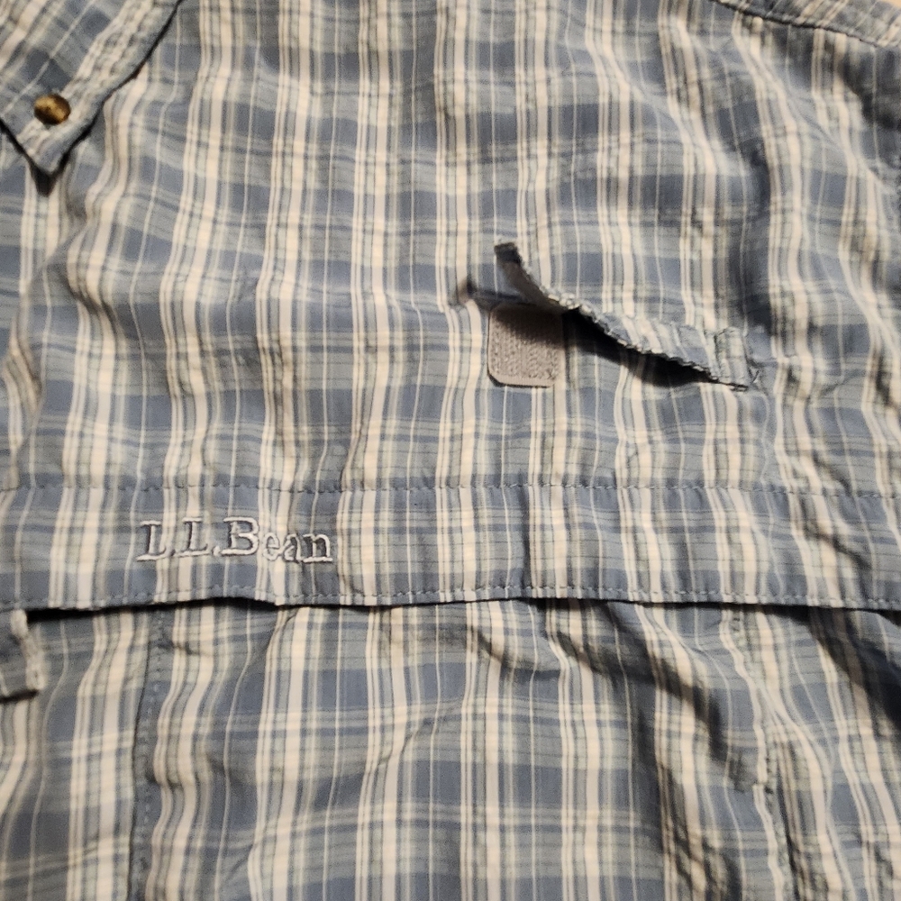 L.L.Bean Men's Tropicwear Blue Plaid Short-Sleeve Button Down Shirt XXL F41 - Picture 5 of 9